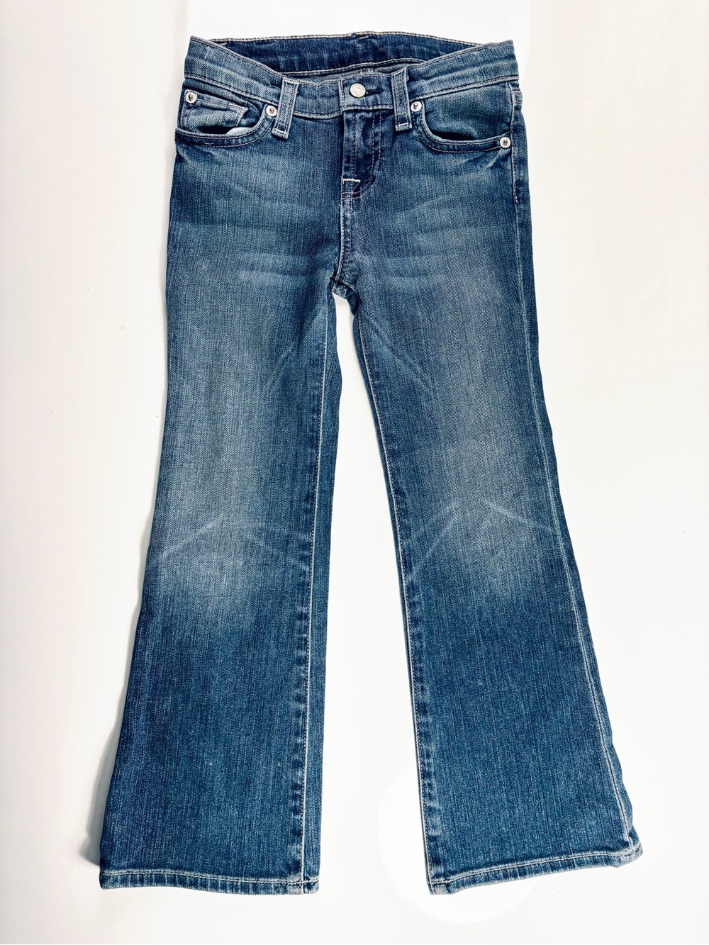 7 For All Mankind Stretch Cotton Slub Denim Firework Bootcut Girls Jeans, Sz 6